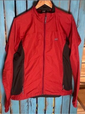Helly Hansen windbreaker jacket size large he red black full zip